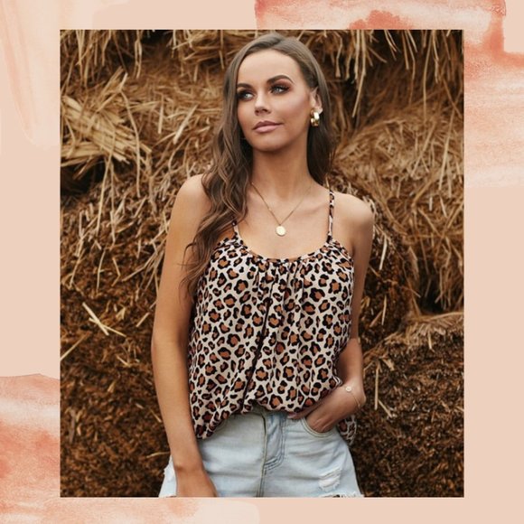 Taylor & Cambria Tops - Leopard Print Pleated Tank Top